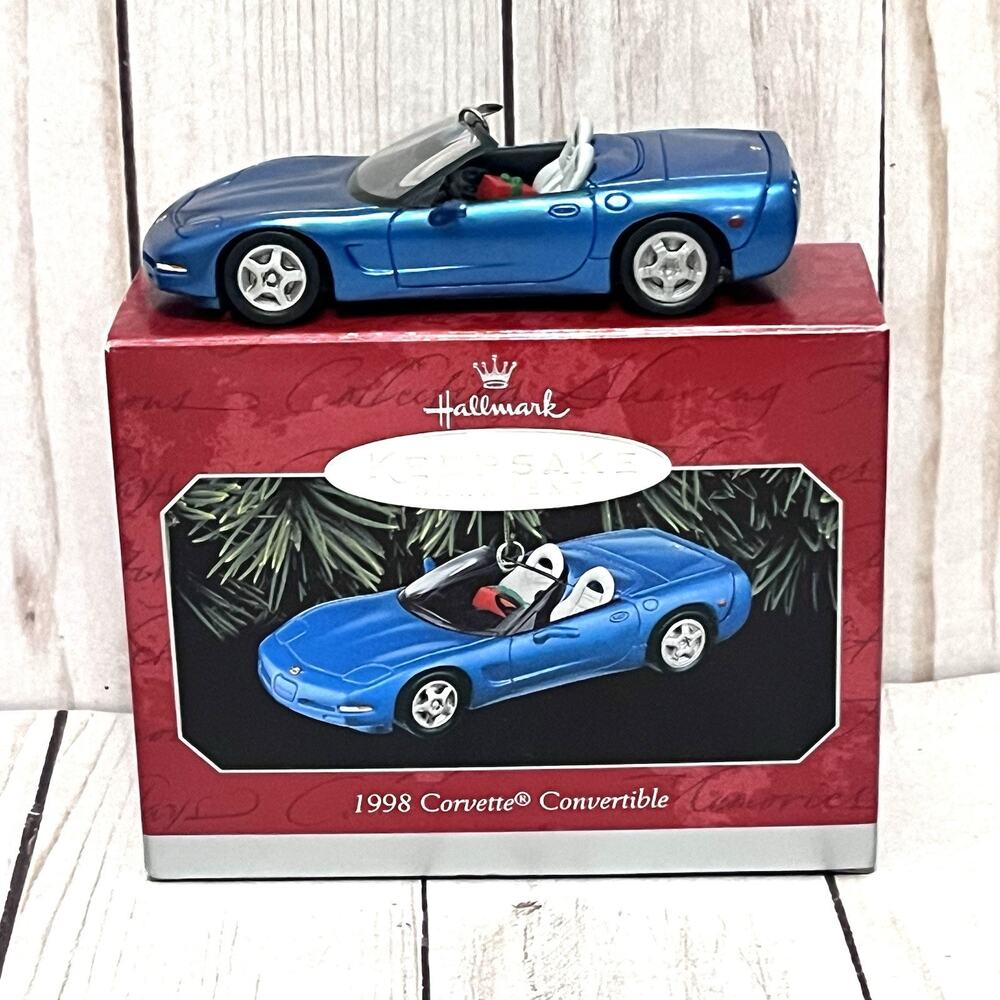 NIB Hallmark Keepsake Ornament Chevrolet Corvette Convertible Blue 1998